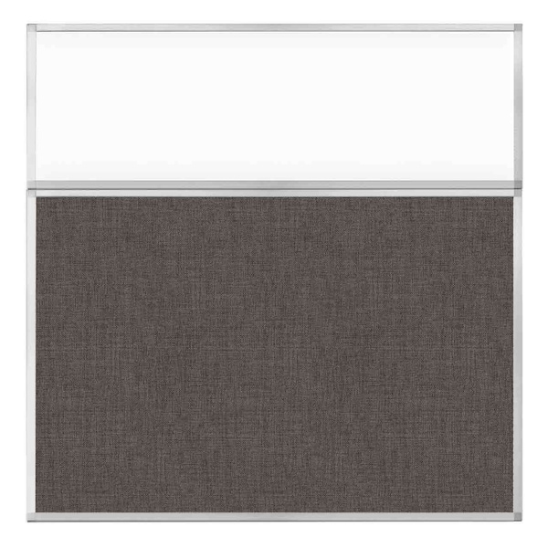 Hush Panel Configurable Cubicle Partition 6' x 6' W/ Window Mocha Fabric Clear Window